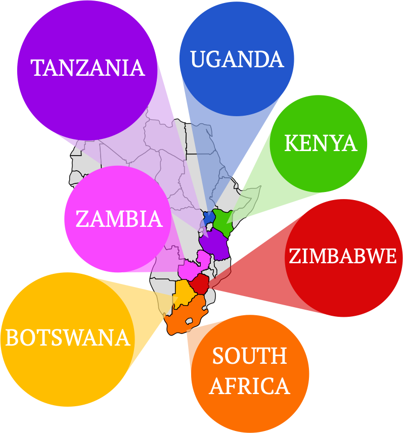 map of countries where Isivuno has centers